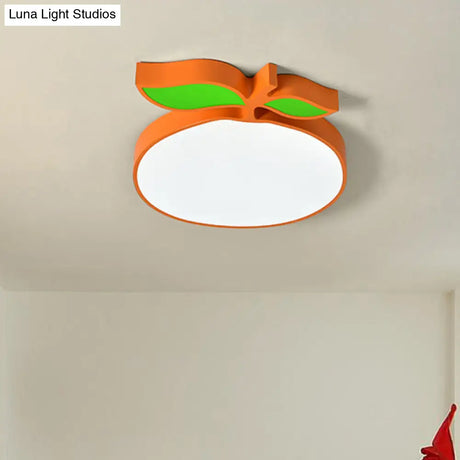 Contemporary Led Flush Mount Light Fixture With Acrylic Shade - White Grape/Banana/Apple Theme