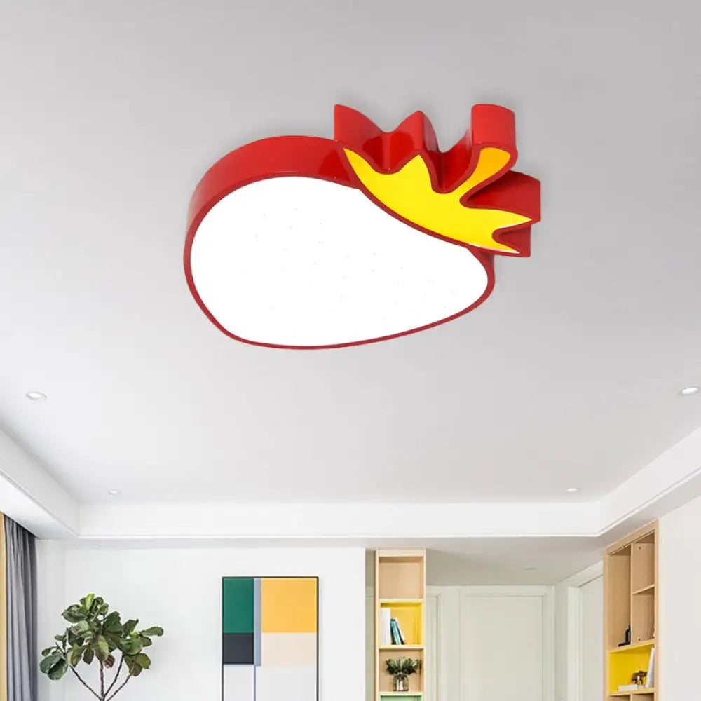 Contemporary Led Flush Mount Light Fixture With Acrylic Shade - White Grape/Banana/Apple Theme / A