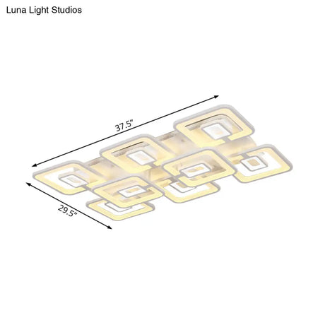 Contemporary Led Flush Mount Light White Multi-Layer Ceiling Lamp With Acrylic Shade In