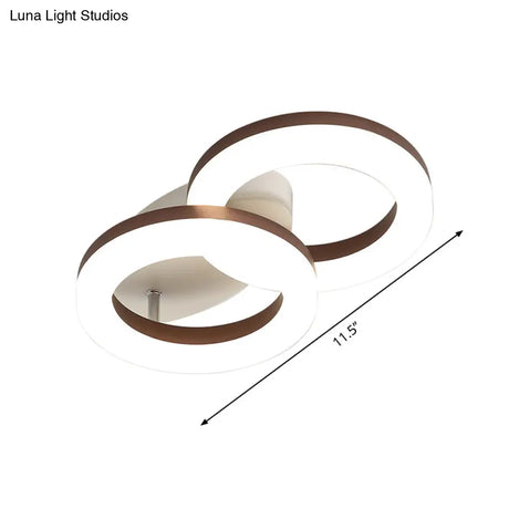 Contemporary Led Flush Mount Light With White/Warm Glow & Metal Ring In 8.5’/11.5’ Width