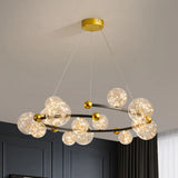Contemporary Led Glass Orb Chandelier - Glow String & Down Lighting 15 / Gold-Black