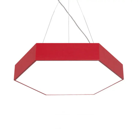Contemporary Led Hexagon Pendant Lamp - Yellow/Silver/Purple 12’/18’/23.5’ Wide Red / 12’