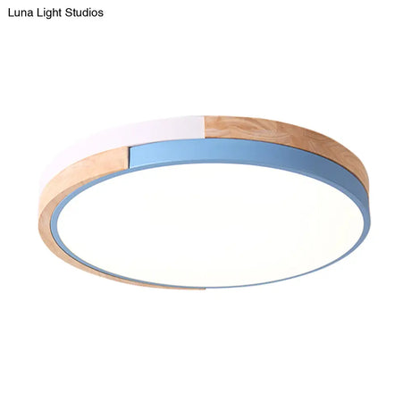 Contemporary Led Metal Circle Flush Light With Acrylic Diffuser In Warm/White - Pink/Yellow/Blue