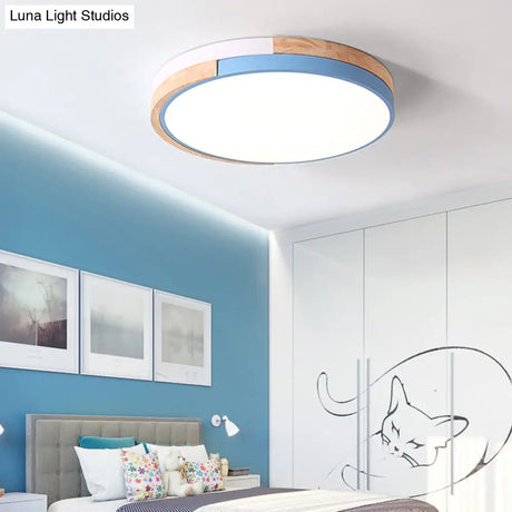Contemporary Led Metal Circle Flush Light With Acrylic Diffuser In Warm/White - Pink/Yellow/Blue