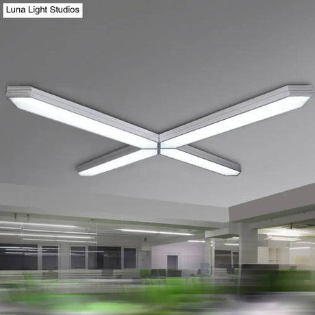 Contemporary Led Metal Strip Flush Mount Lighting - White/Black/Silver 4’/8’ Wide 3 Light Options