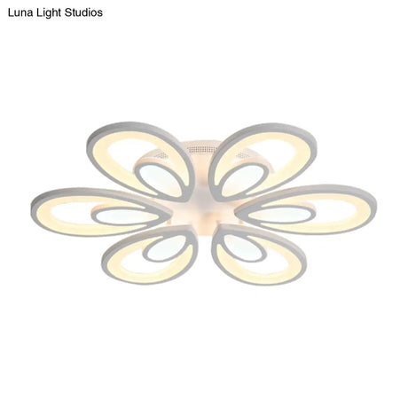 Contemporary Led Petal Flush Mount Light Fixture: 6/12/15 Lights Warm/White/Natural White Ceiling