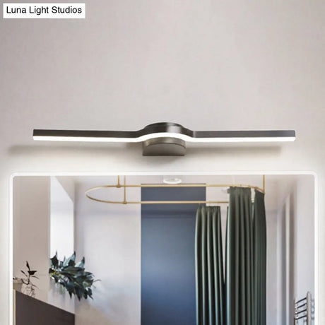Contemporary Led Vanity Light In Black And White/Warm - 16/23.5 Slim Line Acrylic Wall Sconce