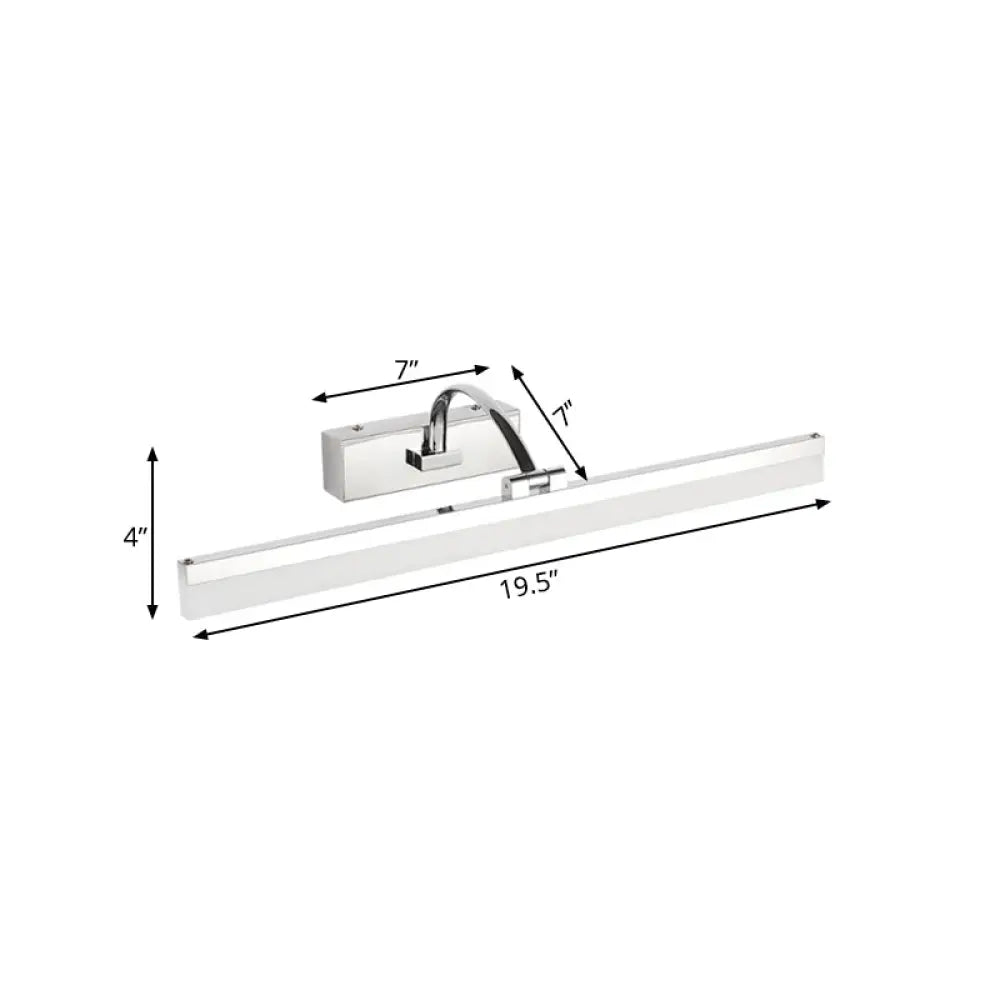 Contemporary Led Vanity Light Slim Acrylic Design Chrome Finish Wall Mounted Bathroom Lamp (16/19.5