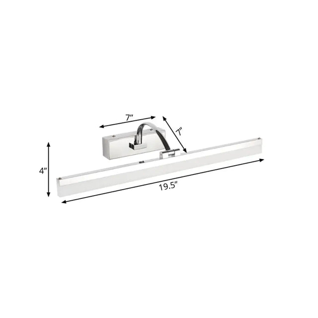 Contemporary Led Vanity Light Slim Acrylic Design Chrome Finish Wall Mounted Bathroom Lamp (16/19.5