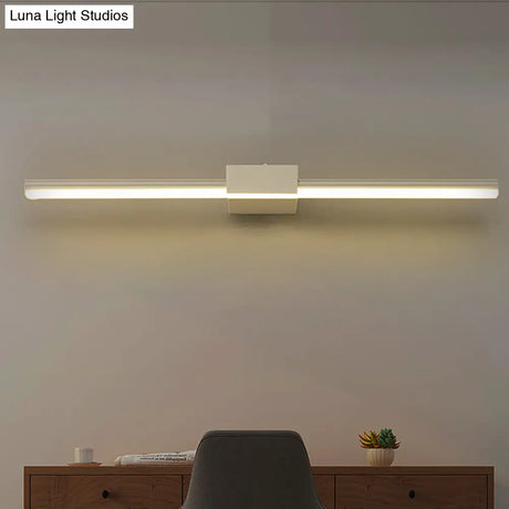 Contemporary Led Vanity Wall Sconce In Natural Light - Linear Metal White/Black 16 To 31.5 Wide