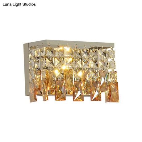 Contemporary Led Wall Lamp With Amber Crystal Shade - Perfect For Corridors