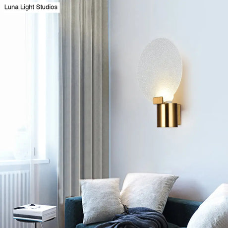 Contemporary Led Wall Mounted Lamp - Gold Round Design With Bubble Glass Shade