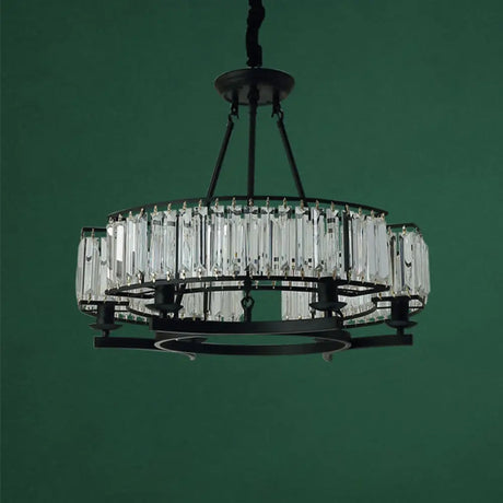 Contemporary Loop Chandelier With Crystal Prism Pendant Lighting - Ideal For Living Room 6 / Black