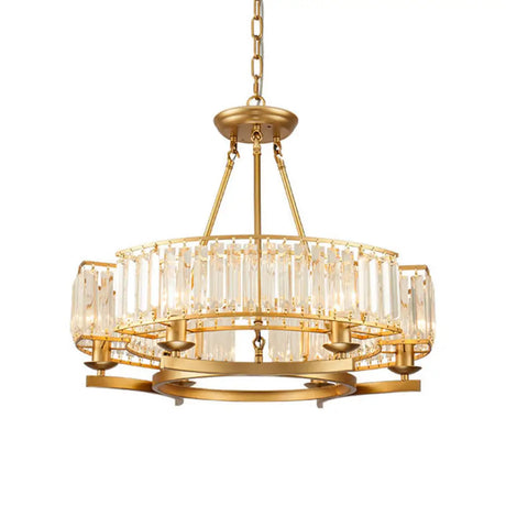 Contemporary Loop Chandelier With Crystal Prism Pendant Lighting - Ideal For Living Room 6 / Gold