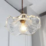Contemporary Lotus Leaf Glass Pendant Light - Stylish Hallway Foyer Hanging Lamp Clear