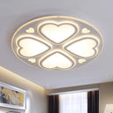 Contemporary Metal And Acrylic Clover Flush Mount Lighting - White Ceiling Lamp