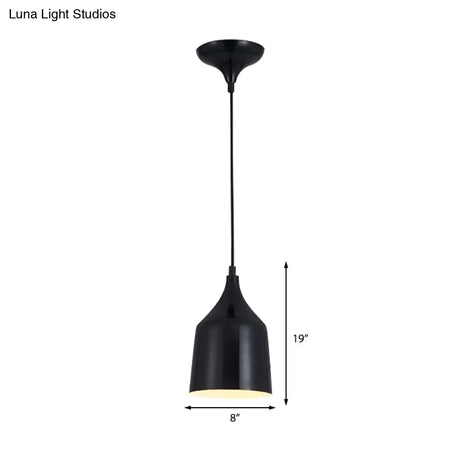 Contemporary Metal Bell Ceiling Hanging Light - Adjustable 1 Pendant In White/Black