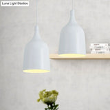 Contemporary Metal Bell Ceiling Hanging Light - Adjustable 1 Pendant In White/Black