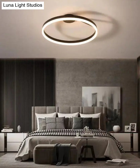 Contemporary Metal Ceiling Light Fixtures For Bedroom - Circular Semi Flush Mount Lighting