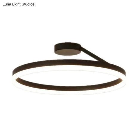 Contemporary Metal Ceiling Light Fixtures For Bedroom - Circular Semi Flush Mount Lighting