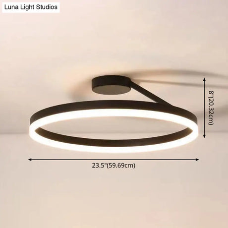 Contemporary Metal Ceiling Light Fixtures For Bedroom - Circular Semi Flush Mount Lighting