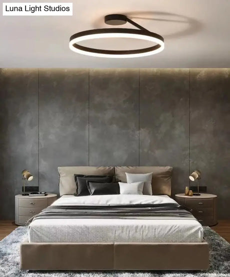 Contemporary Metal Ceiling Light Fixtures For Bedroom - Circular Semi Flush Mount Lighting