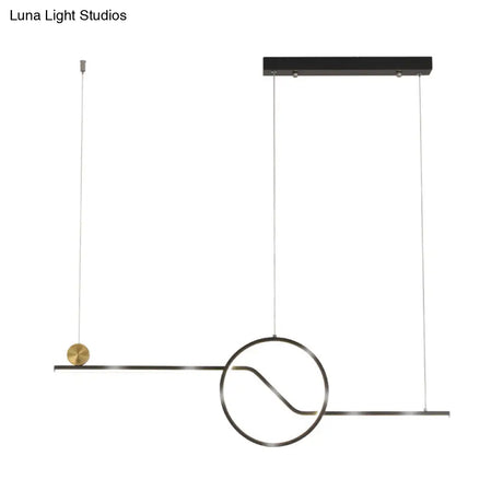 Contemporary Metal Ceiling Light With Led Island Pendant In Black For Dining Room Warm/White
