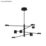 Contemporary Metal Chandelier Light Fixture - 3/4 Tiered 6/8 Lights Black/Gold Pendant For Bedroom