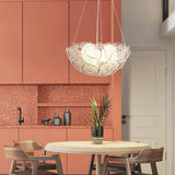 Contemporary Metal Chandelier Lighting With Glass Ball Shade - 2 Lights Silver Finish 16’/19.5’