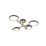 Contemporary Metal Circle Chandelier Light Fixtures For Living Room 4 / Black Third Gear