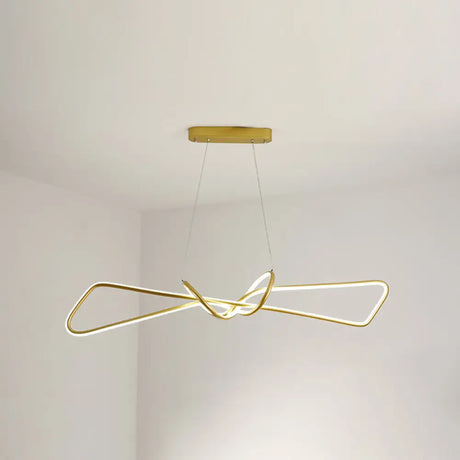 Contemporary Metal Dining Room Hanging Light Kit With Bowtie Led Island Lighting Gold / 32.5 White