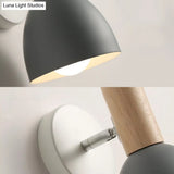 Contemporary Metal Dome Wall Sconce - 1 Head Black/Gray/White Light For Bedroom 5 W