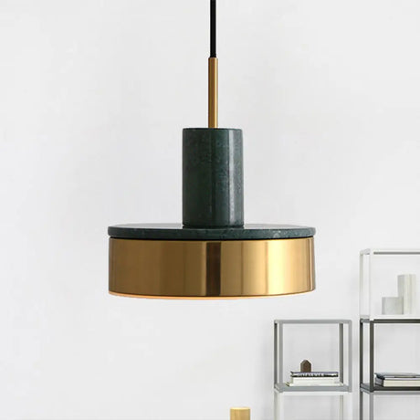Contemporary Metal Drum Pendant Lamp With Led Light For Dining Room - Black/White/Dark Green Dark