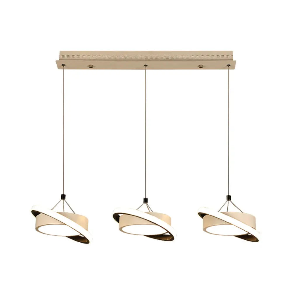 Contemporary Metal Drum Pendant Light With 3 Bulbs And Rotatable Ring In Warm/White