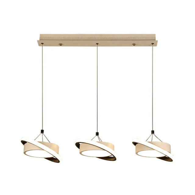 Contemporary Metal Drum Pendant Light With 3 Bulbs And Rotatable Ring In Warm/White