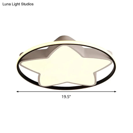 Contemporary Metal Five - Pointed Star Ceiling Light In Black & White - 19.5’/23.5’ Wide Led