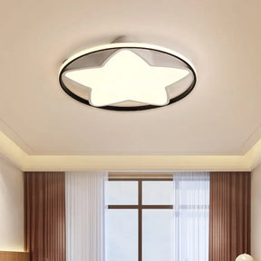 Contemporary Metal Five - Pointed Star Ceiling Light In Black & White - 19.5’/23.5’ Wide Led