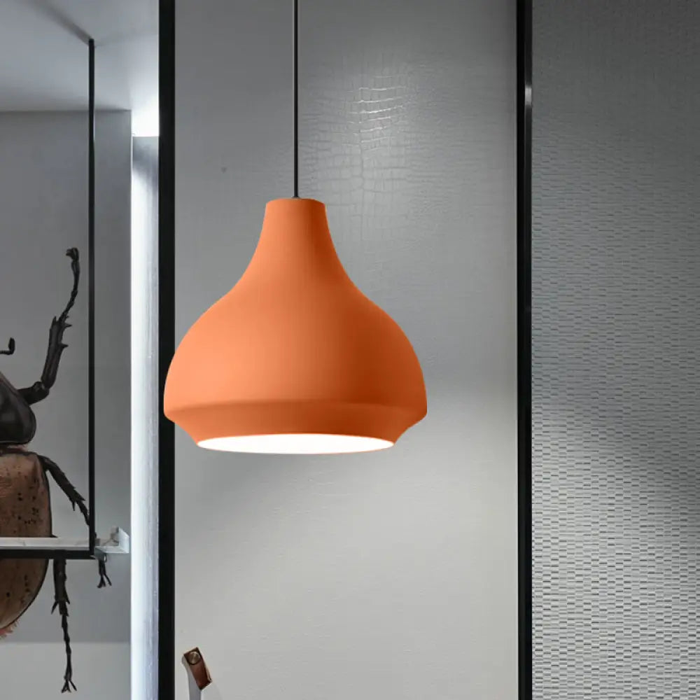 Contemporary Metal Gourd Pendant Ceiling Light - 1 Light - Grey/Black/Yellow Orange