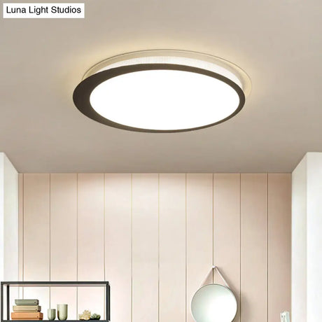 Contemporary Metal Led Ceiling Mount Lamp - Circle Flush Light Fixture With Acrylic Diffuser In