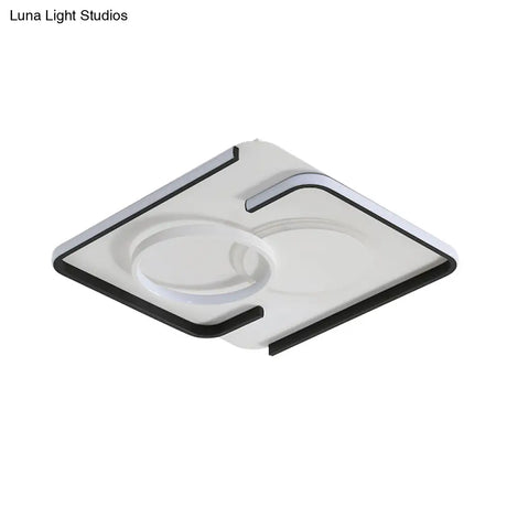 Contemporary Metal Led Flushmount Lighting - Black Round/Square/Rectangle Ceiling Flush In