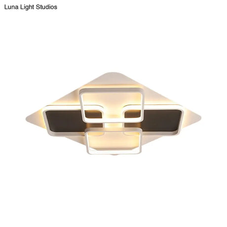 Contemporary Metal Led Multi Square Flush Mount Light In Black/White Warm/White Sizes: