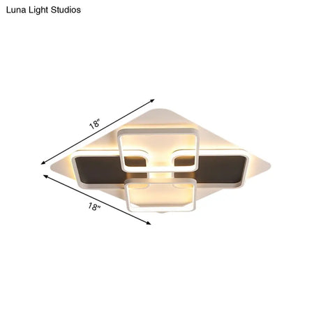 Contemporary Metal Led Multi Square Flush Mount Light In Black/White Warm/White Sizes: