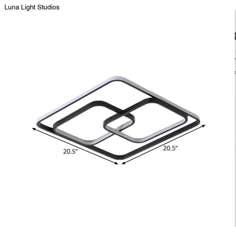 Contemporary Metal Square & Rectangle Ceiling Lamp - 16.5’/20.5’ W Led Black Flush Mount