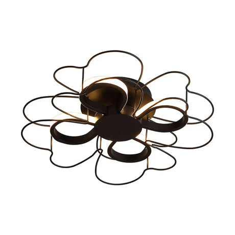 Contemporary Metallic Clover Flush Light - 19/22.5 W Black/White Led Warm/White Lighting