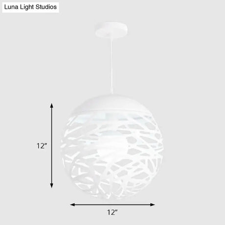 Contemporary Metallic Hollow Globe Pendant Light For Dining Table - 1 Hanging