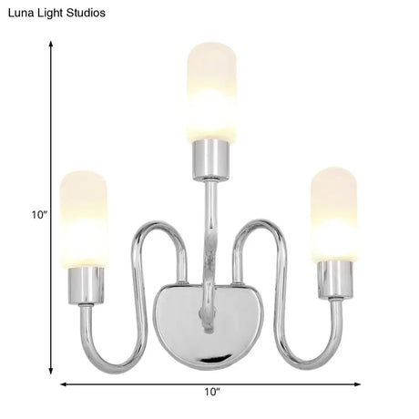 Contemporary Milk Glass Pill Sconce With Chrome Led Flush Mount - 2/3 Lights