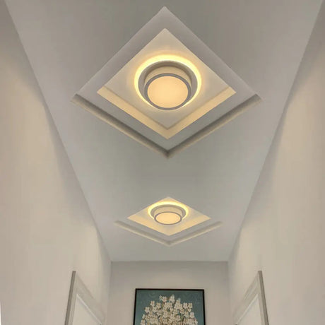 Contemporary Mini Round/Square Flush Mount Ceiling Light In Black/White With Metal Finish - Led