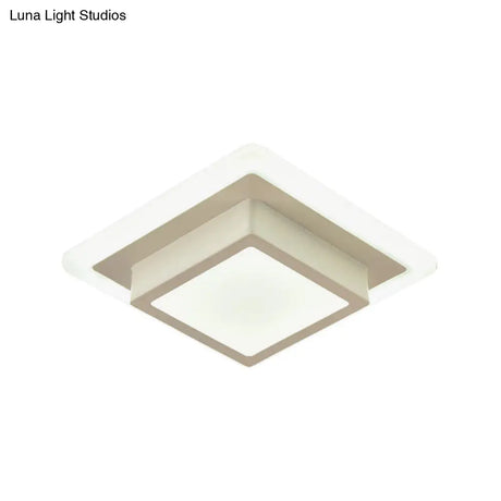 Contemporary Mini Round/Square Flush Mount Ceiling Light In Black/White With Metal Finish - Led