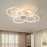 Contemporary Multi-Halo Flush Ceiling Light With Acrylic Shade Available In Warm/White For Bedroom