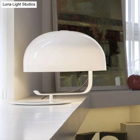 Contemporary Mushroom Night Table Lamp In White/Brown